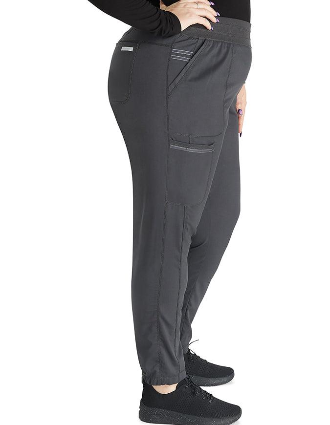 Cherokee Workwear Revolution Women's Natural Rise Tapered Leg Jogger Petite Pant - Pewter