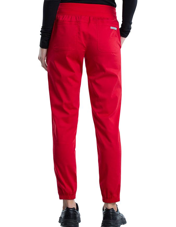 Cherokee Workwear Revolution Women's Natural Rise Tapered Leg Jogger Petite Pant - Red