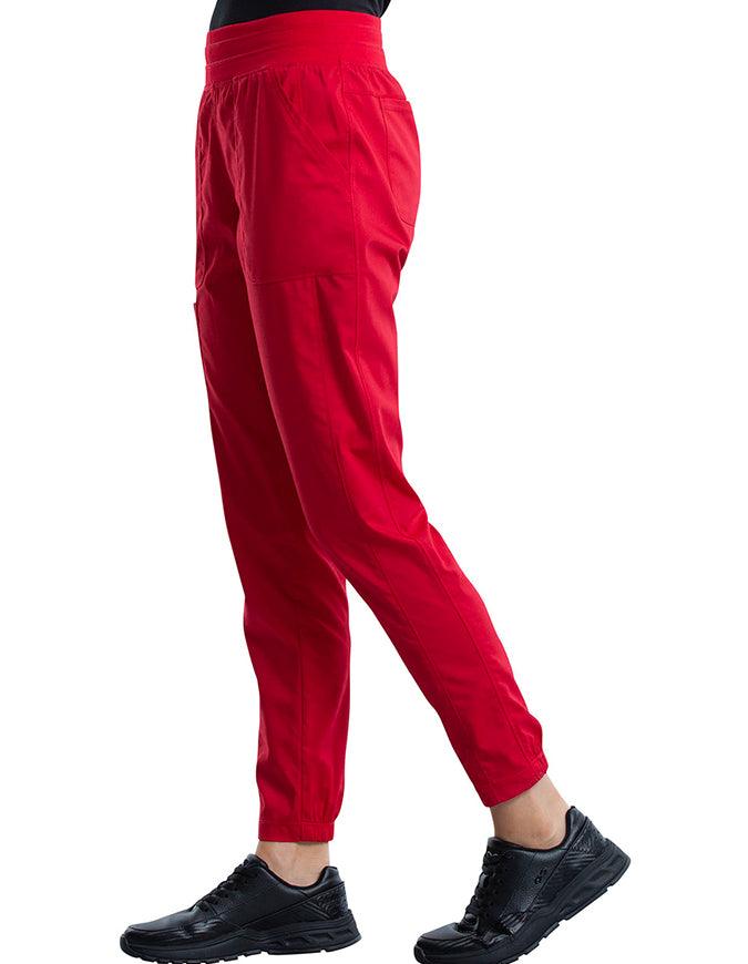 Cherokee Workwear Revolution Women's Natural Rise Tapered Leg Jogger Petite Pant - Red