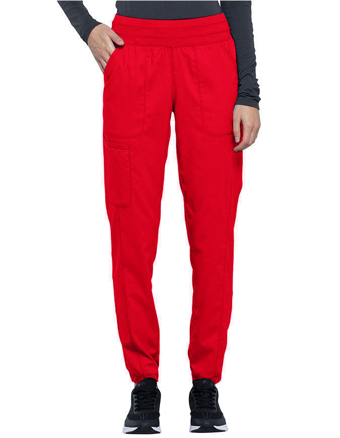 Cherokee Workwear Revolution Women's Natural Rise Tapered Leg Jogger Pant red