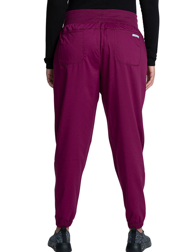 Cherokee Workwear Revolution Women's Natural Rise Tapered Leg Jogger Pant - wine