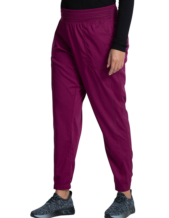 Cherokee Workwear Revolution Women's Natural Rise Tapered Leg Jogger Pant - wine