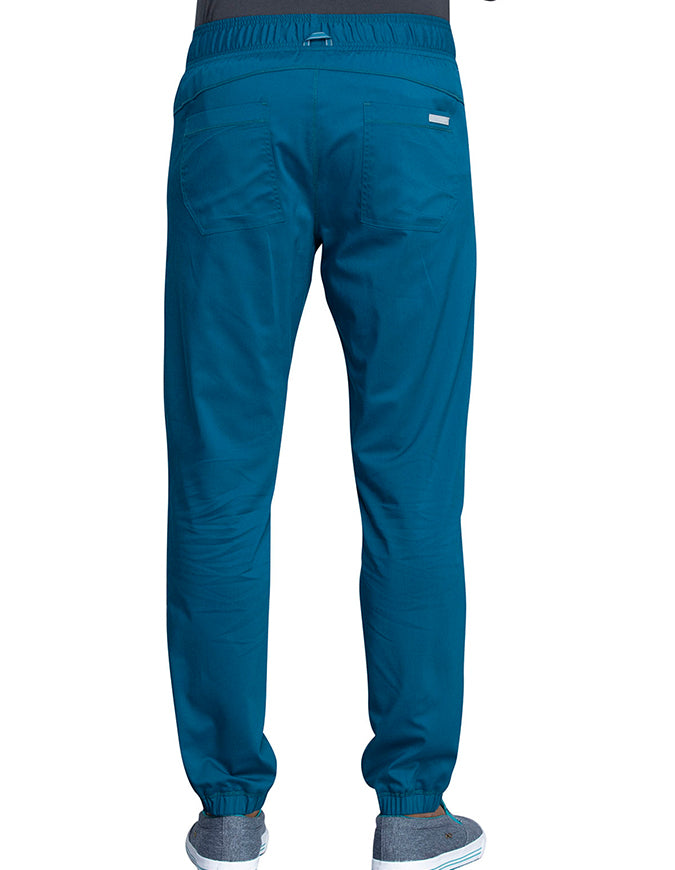 Cherokee Workwear Revolution Men's Natural Rise Straight Leg Jogger Pant Caribbean Blue