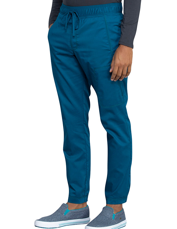 Cherokee Workwear Revolution Men's Natural Rise Straight Leg Jogger Petite Pant - Caribbean Blue