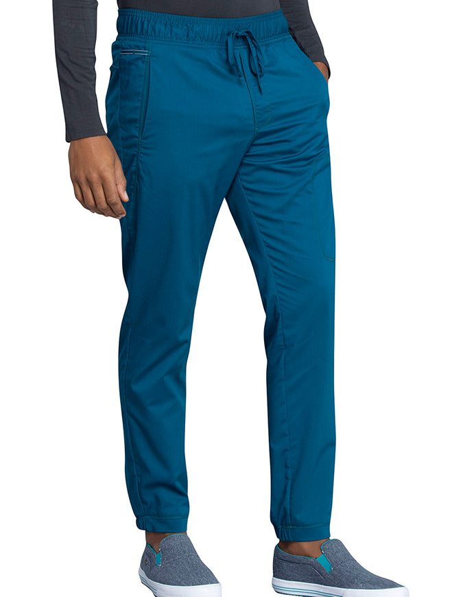 Cherokee Workwear Revolution Men's Natural Rise Straight Leg Jogger Petite Pant - Caribbean Blue