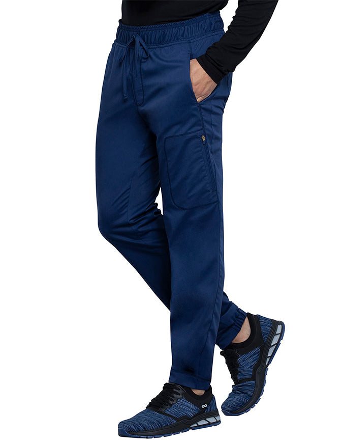 Cherokee Workwear Revolution Men's Natural Rise Straight Leg Jogger Petite Pant - Navy