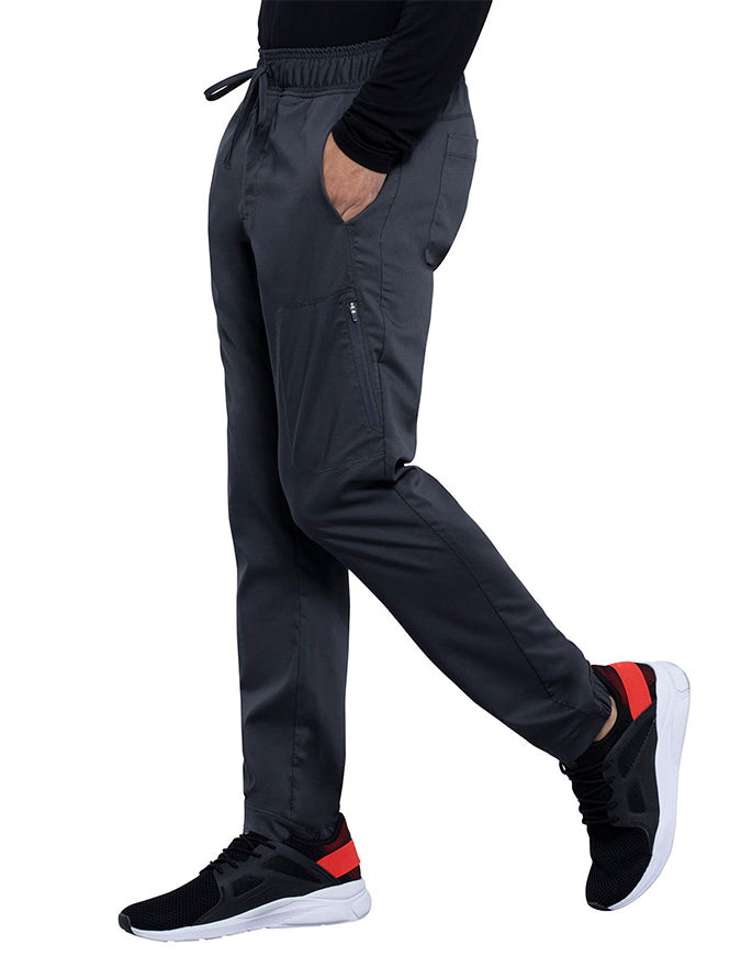 Cherokee Workwear Revolution Men's Natural Rise Straight Leg Jogger Petite Pant - Pewter