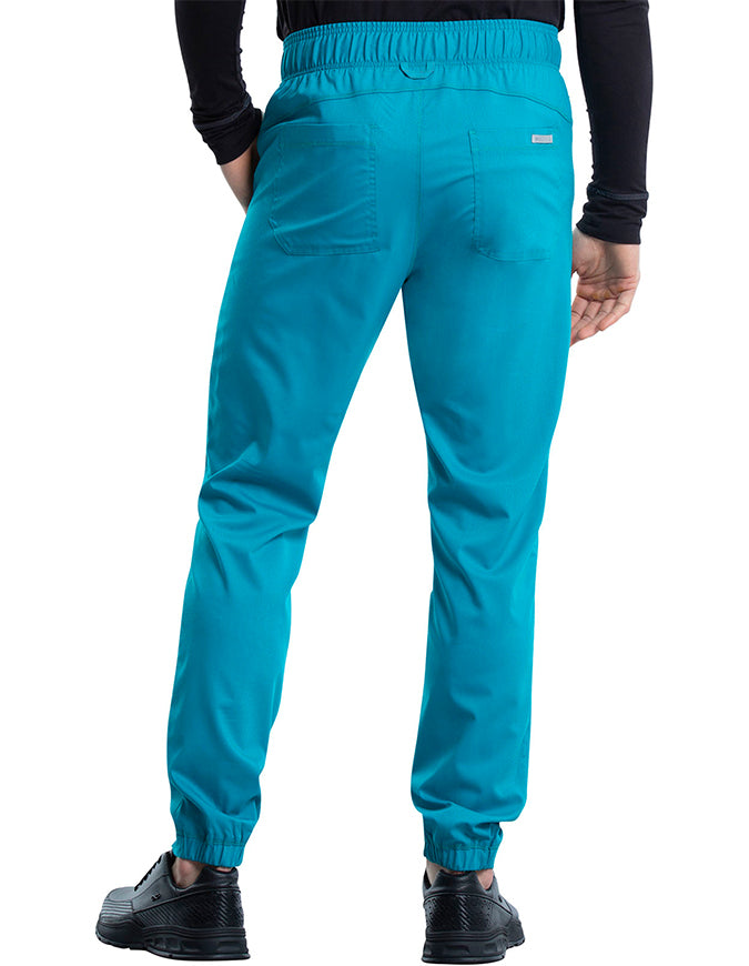 Cherokee Workwear Revolution Men's Natural Rise Straight Leg Jogger Petite Pant - Teal Blue