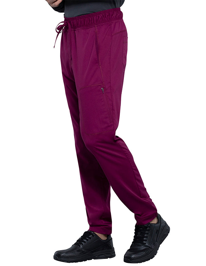 Cherokee Workwear Revolution Men's Natural Rise Straight Leg Jogger Pant wine