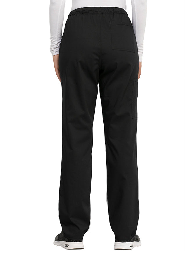 Cherokee Workwear Revolution Unisex Tapered Leg Drawstring Petite Pant Black