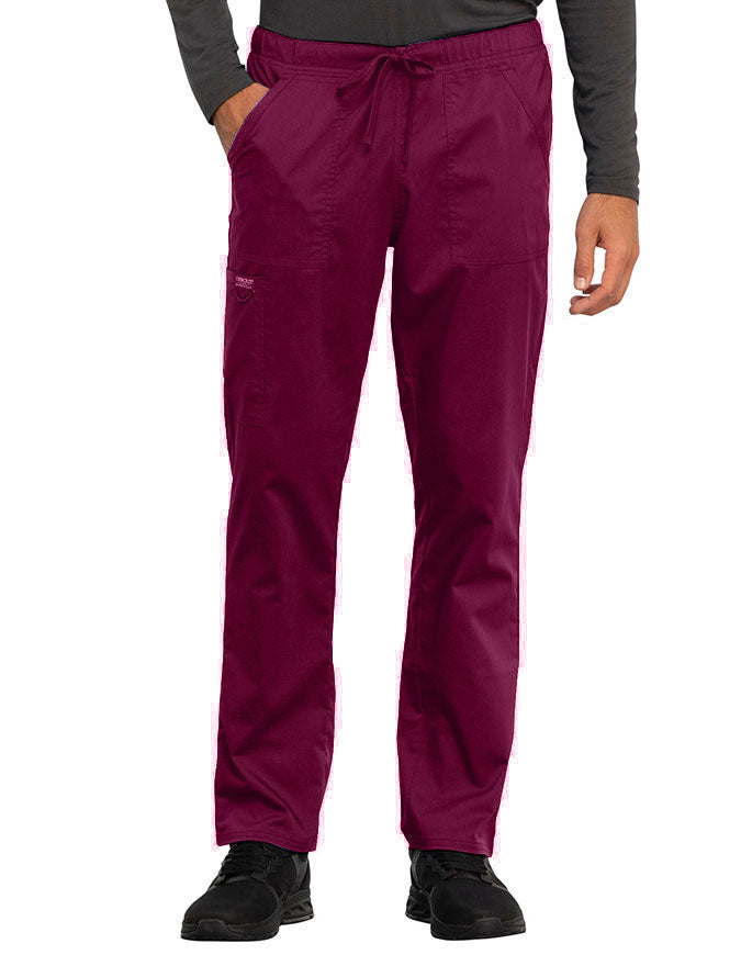 Cherokee Workwear Revolution Unisex Tapered Leg Drawstring Petite Pant wine