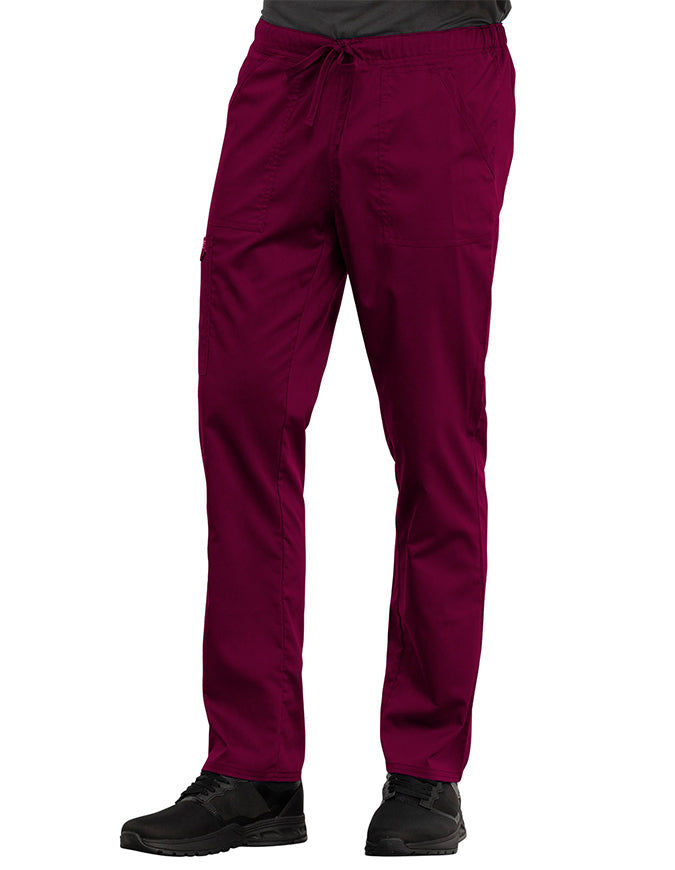 Cherokee Workwear Revolution Unisex Tapered Leg Drawstring Petite Pant wine