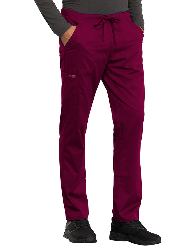 Cherokee Workwear Revolution Unisex Tapered Leg Drawstring Petite Pant wine