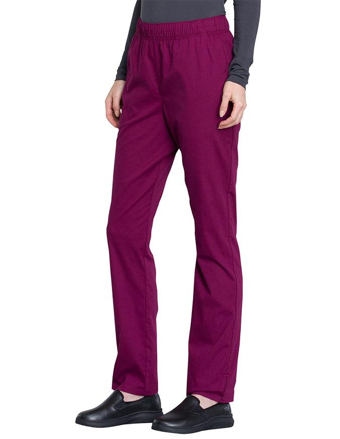 Cherokee Workwear Professionals Women's Natural Rise Tapered Leg Drawstring Tall Pant - Wine