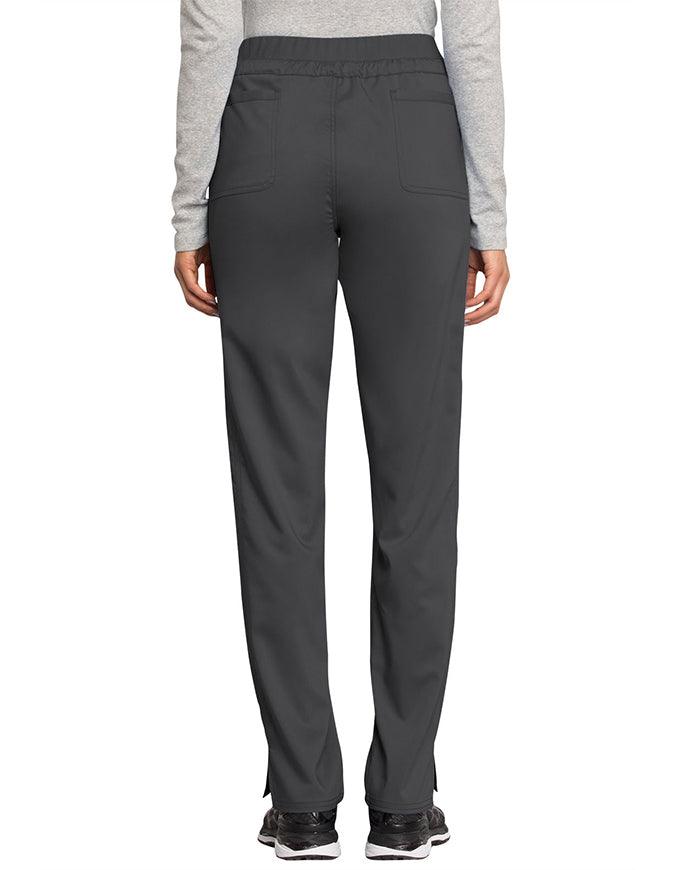 Cherokee Workwear Revolution Women's Mid Rise Tapered Leg Drawstring Petite Pant pewter