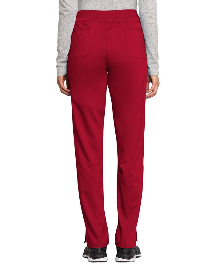 Cherokee Workwear Revolution Women's Mid Rise Tapered Leg Drawstring Petite Pant red