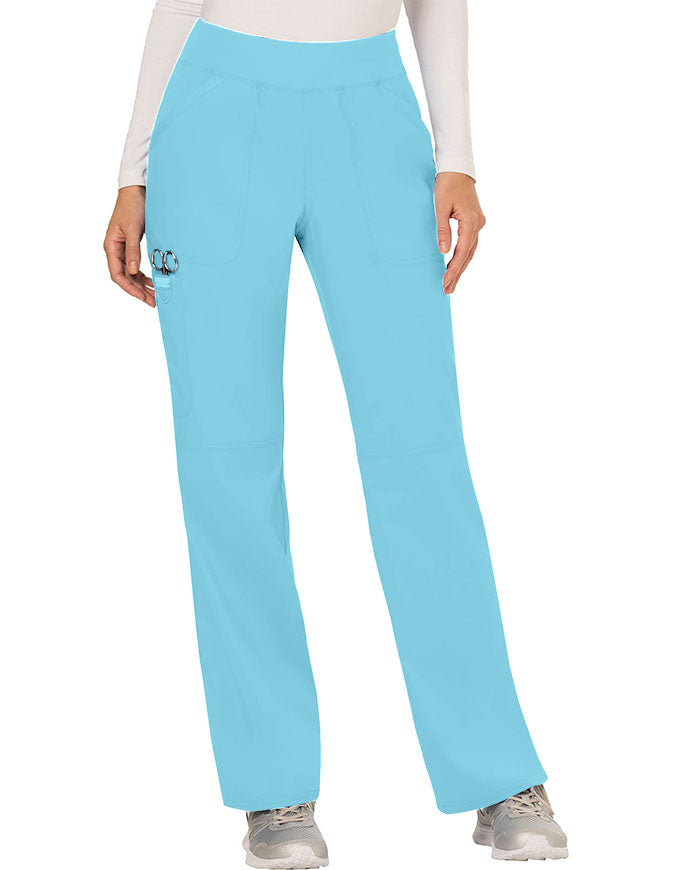 Cherokee Workwear Revolution Womens Mid Rise Straight Leg Pull-on Tall Pant Turquoise