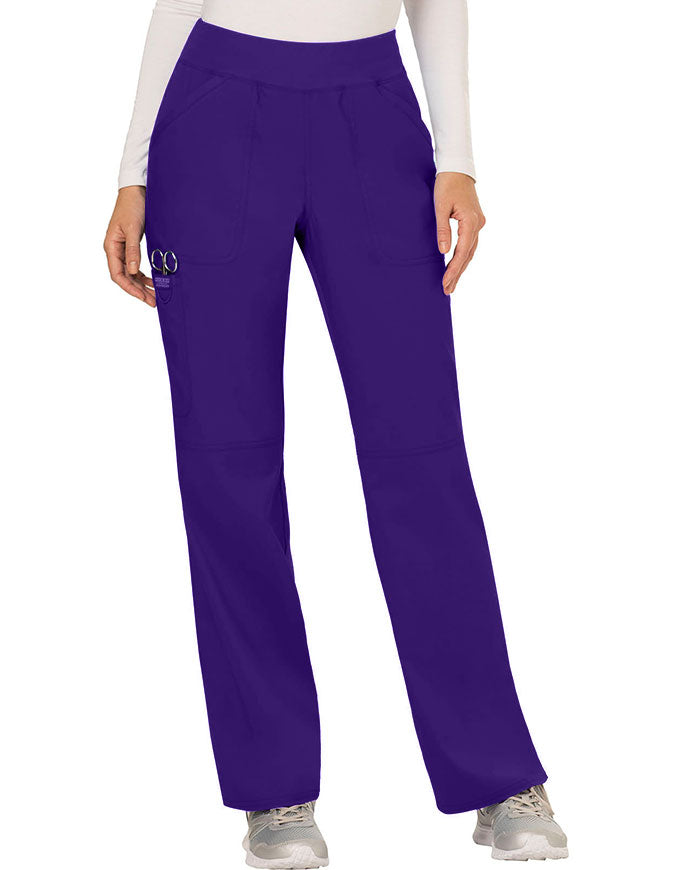 Cherokee Workwear Revolution Womens Mid Rise Straight Leg Pull-on Tall Pant Grape