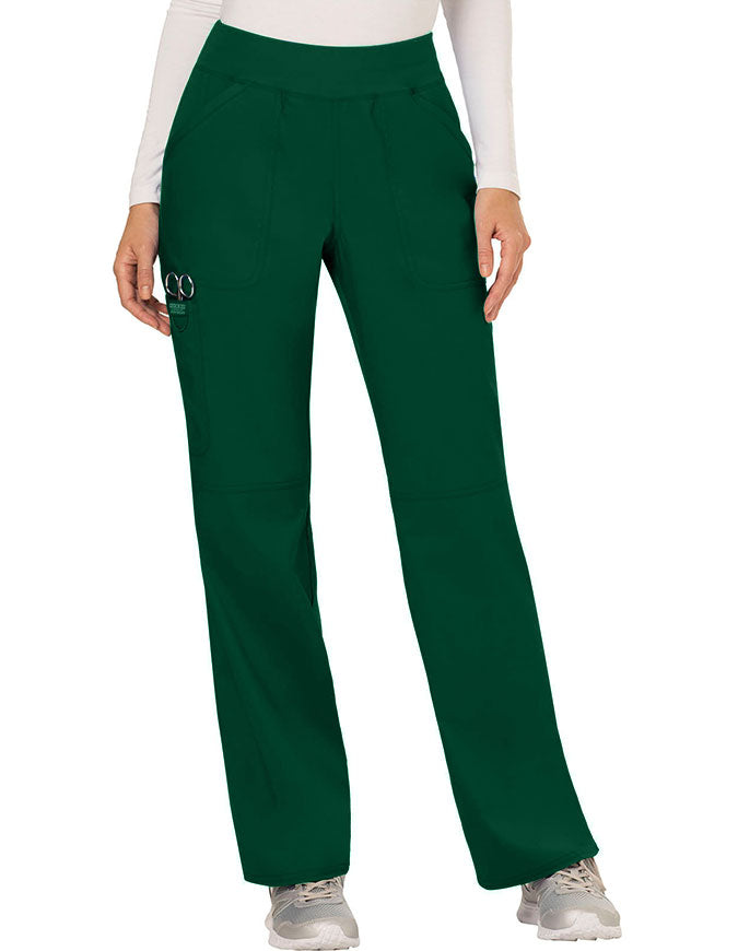 Cherokee Workwear Revolution Womens Mid Rise Straight Leg Pull-on Tall Pant - Hunter Green