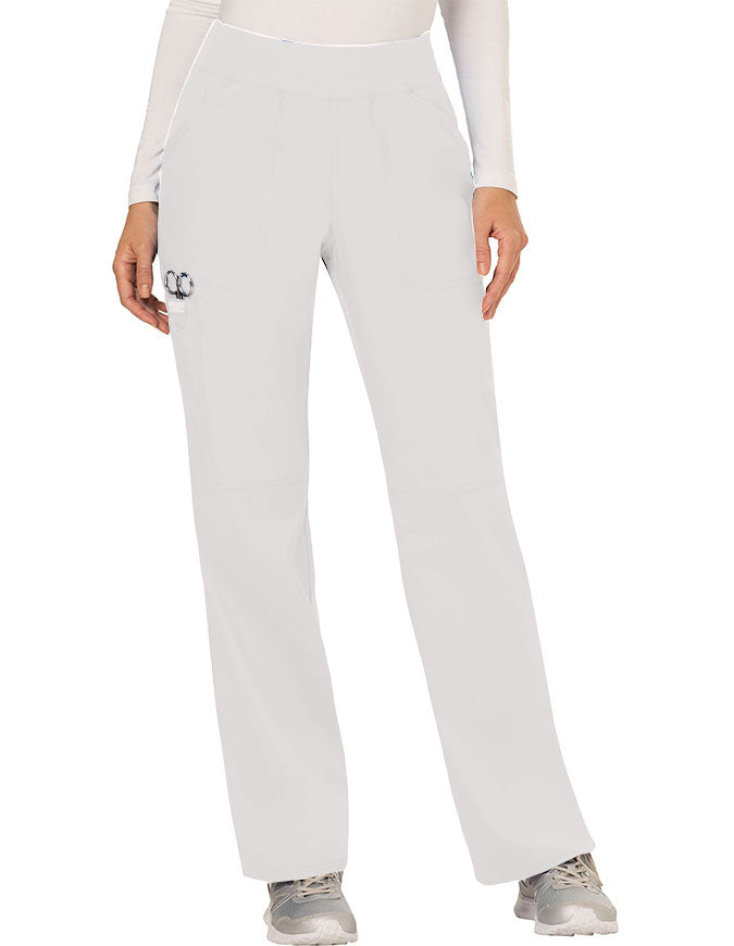 Cherokee Workwear Revolution Womens Mid Rise Straight Leg Pull-on Tall Pant White