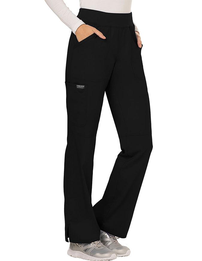 Cherokee Workwear WW Revolution Womens Mid Rise Straight Leg Pull-on Pant - Black