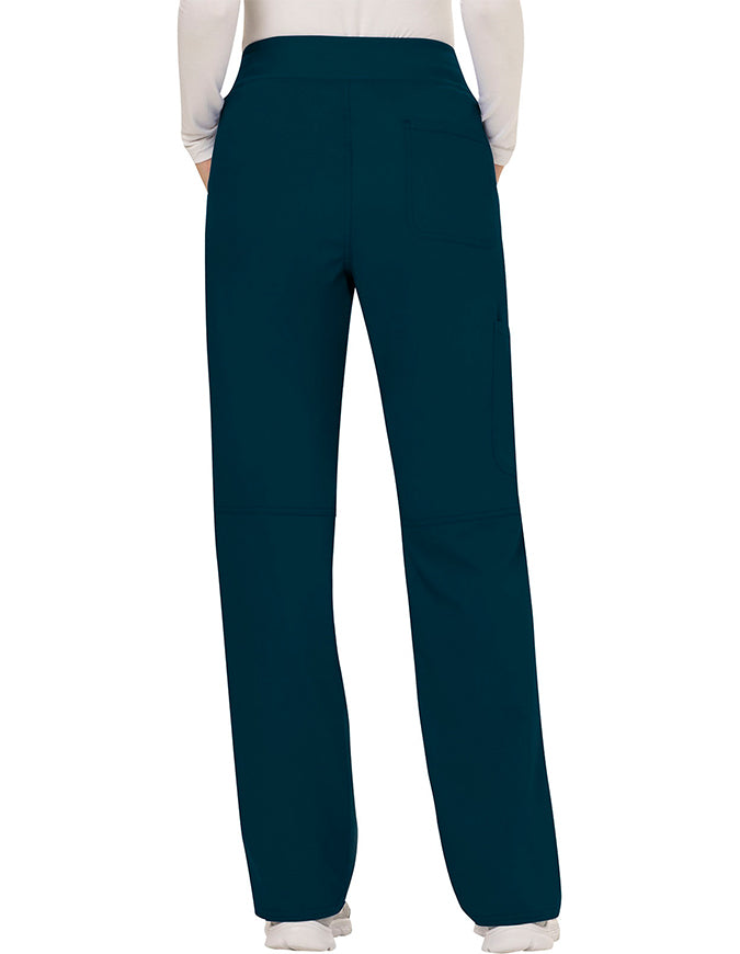 Cherokee Workwear Revolution Womens Mid Rise Straight Leg Pull-on Petite Pant - Caribbean Blue