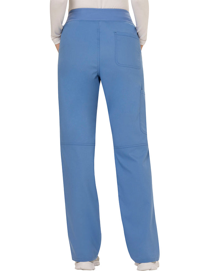 Cherokee Workwear Revolution Womens Mid Rise Straight Leg Pull-on Tall Pant Ciel Blue