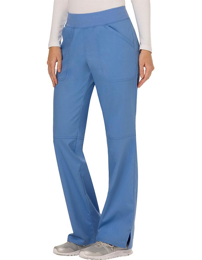 Cherokee Workwear WW Revolution Womens Mid Rise Straight Leg Pull-on Pant - Ceil Blue