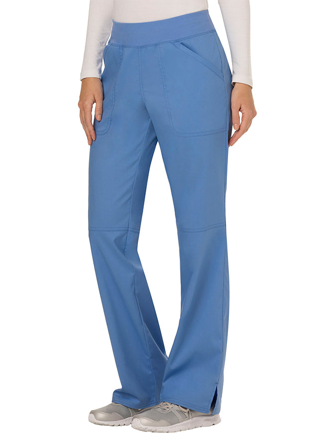 Cherokee Workwear Revolution Womens Mid Rise Straight Leg Pull-on Tall Pant Ciel Blue