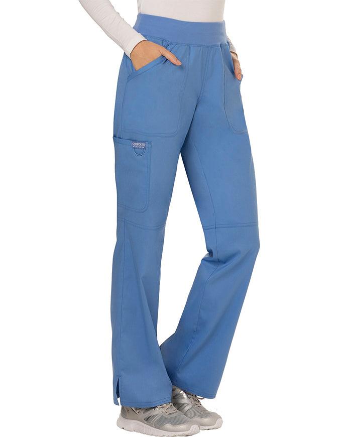 Cherokee Workwear WW Revolution Womens Mid Rise Straight Leg Pull-on Pant - Ceil Blue