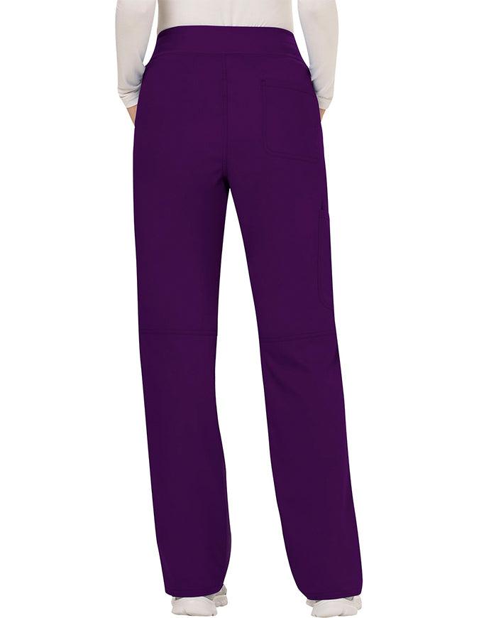 Cherokee Workwear WW Revolution Womens Mid Rise Straight Leg Pull-on Pant - Eggplant