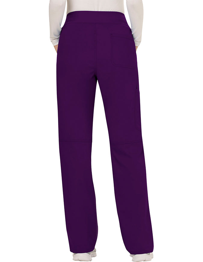 Cherokee Workwear Revolution Womens Mid Rise Straight Leg Pull-on Petite Pant - Eggplant