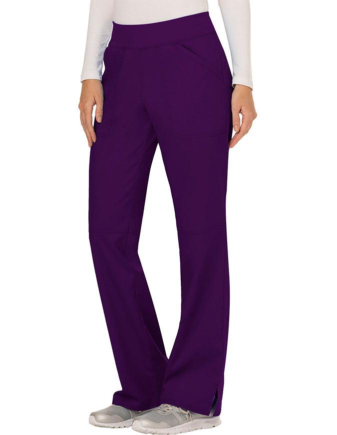 Cherokee Workwear WW Revolution Womens Mid Rise Straight Leg Pull-on Pant - Eggplant