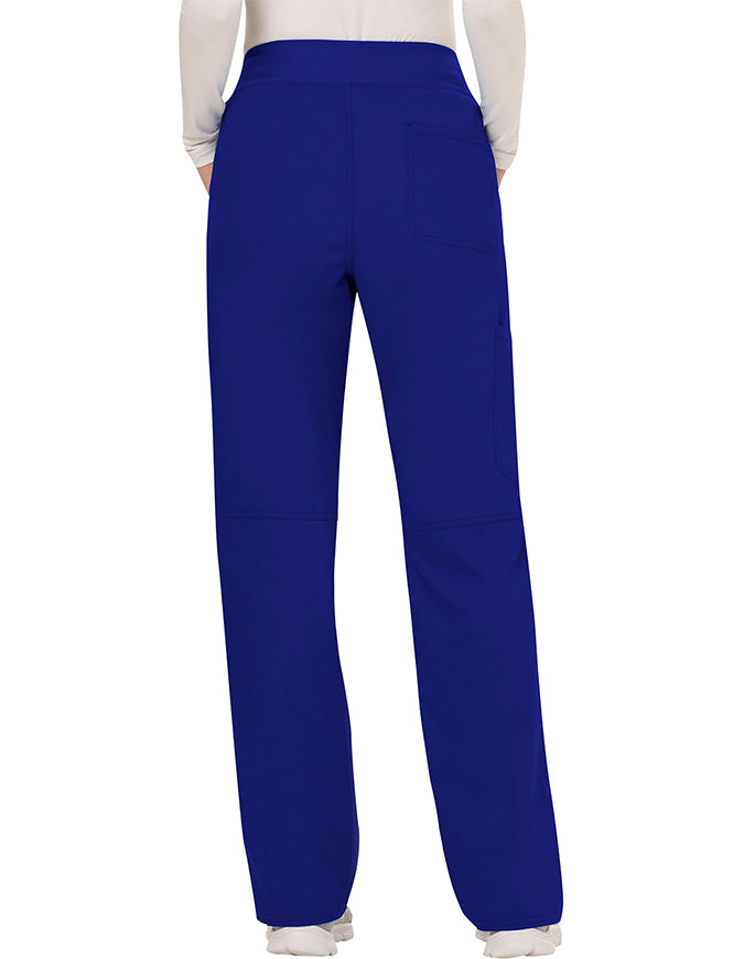 Cherokee Workwear Revolution Womens Mid Rise Straight Leg Pull-on Petite Pant - Galaxy Blue