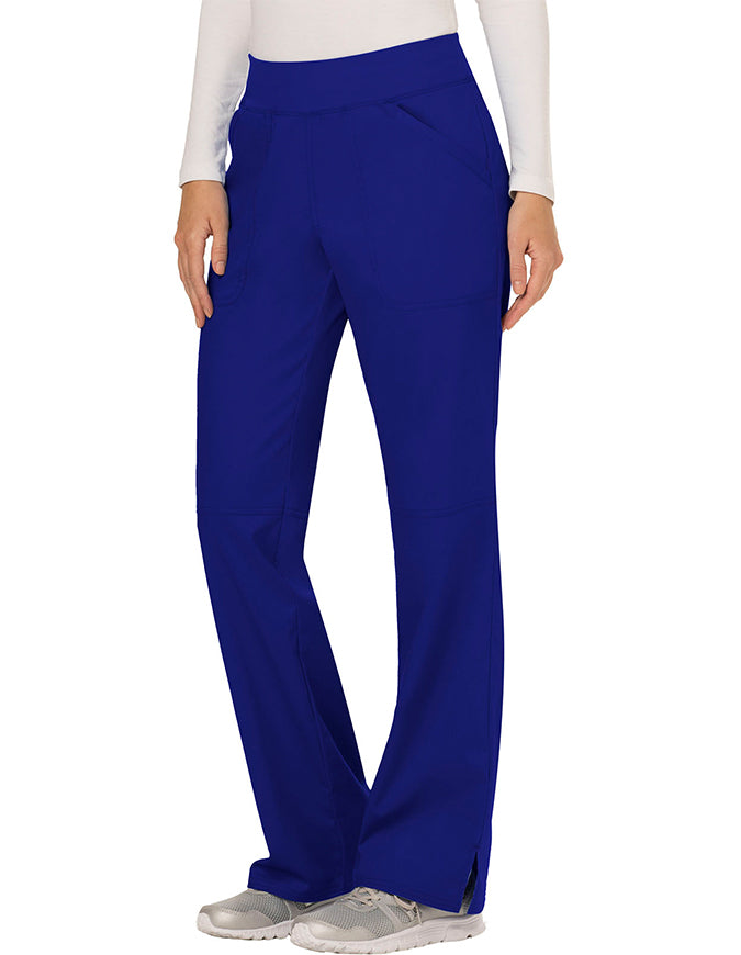 Cherokee Workwear Revolution Womens Mid Rise Straight Leg Pull-on Petite Pant - Galaxy Blue