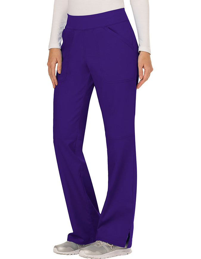 Cherokee Workwear Revolution Womens Mid Rise Straight Leg Pull-on Tall Pant Grape