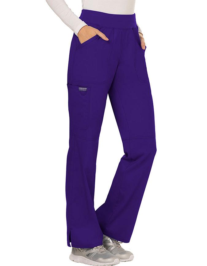 Cherokee Workwear WW Revolution Womens Mid Rise Straight Leg Pull-on Pant - Grape