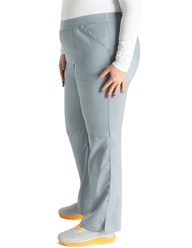 Cherokee Workwear Revolution Womens Mid Rise Straight Leg Pull-on Petite Pant - Grey