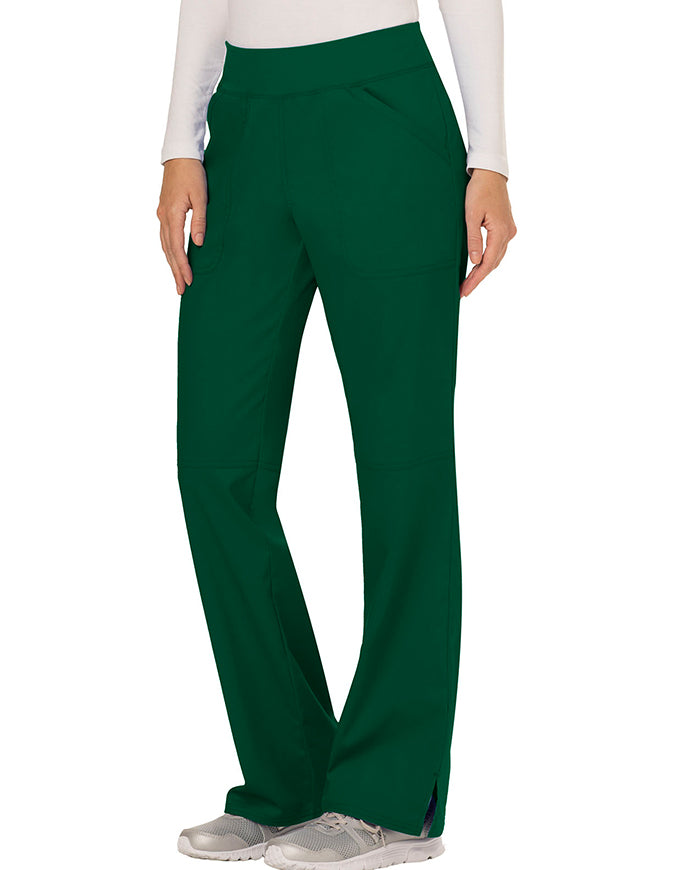 Cherokee Workwear Revolution Womens Mid Rise Moderate Flare Drawstring Tall Pant  - Hunter Green