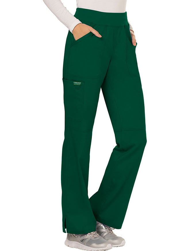 Cherokee Workwear Revolution Womens Mid Rise Straight Leg Pull-on Tall Pant Hunter Green