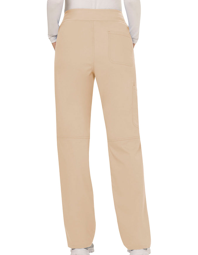 Cherokee Workwear Revolution Womens Mid Rise Straight Leg Pull-on Petite Pant - Khaki