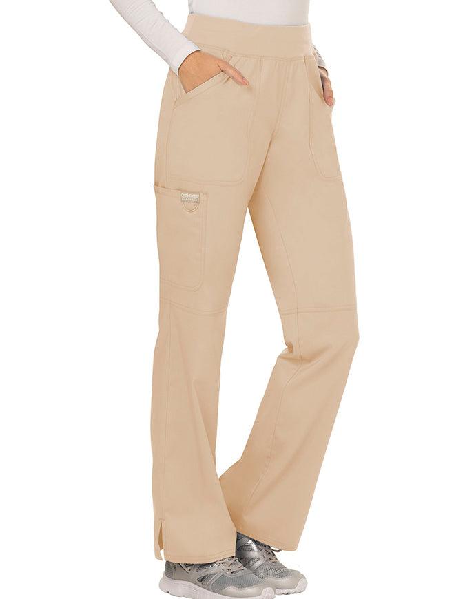 Cherokee Workwear WW Revolution Womens Mid Rise Straight Leg Pull-on Pant - Khaki