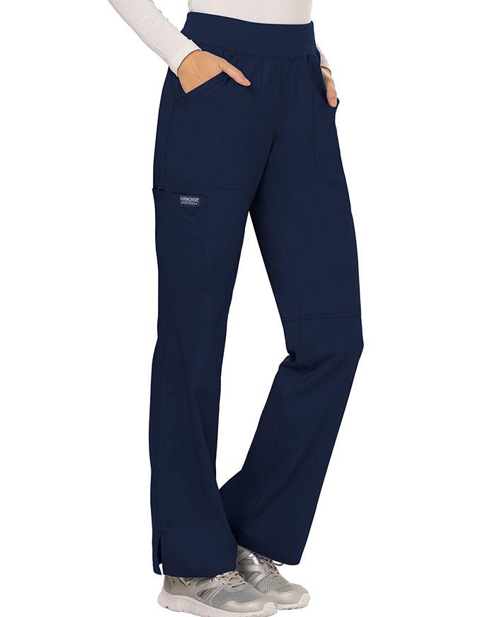 Cherokee Workwear WW Revolution Womens Mid Rise Straight Leg Pull-on Pant - Navy