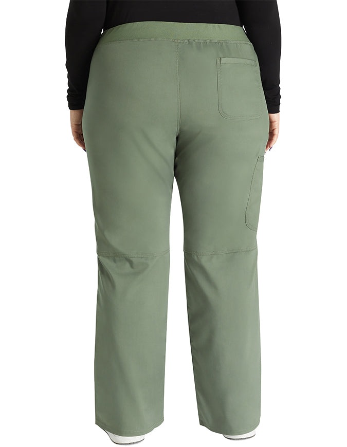 Cherokee Workwear Revolution Womens Mid Rise Straight Leg Pull-on Tall Pant Olive