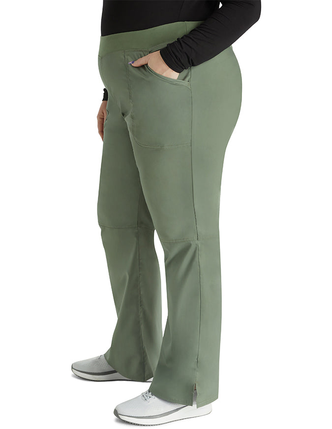 Cherokee Workwear Revolution Womens Mid Rise Straight Leg Pull-on Tall Pant Olive