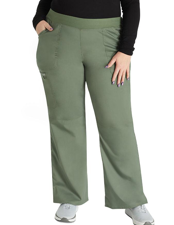 Cherokee Workwear WW Revolution Womens Mid Rise Straight Leg Pull-on Pant - Olive