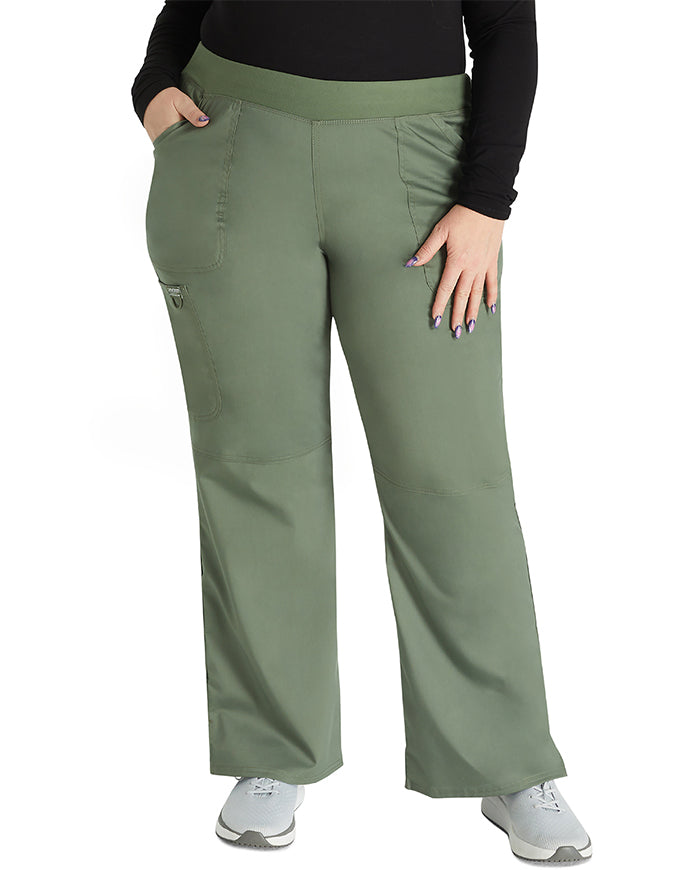 Cherokee Workwear Revolution Womens Mid Rise Straight Leg Pull-on Tall Pant Olive