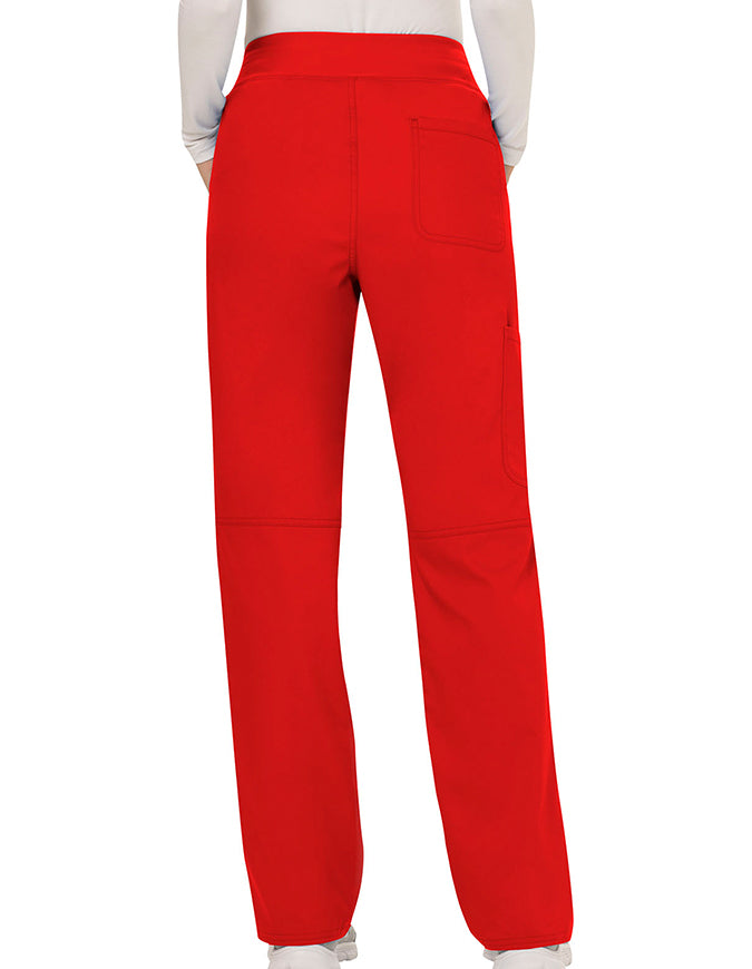 Cherokee Workwear Revolution Womens Mid Rise Straight Leg Pull-on Petite Pant - Red