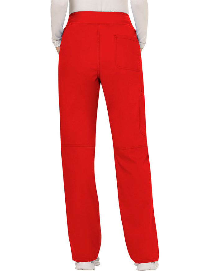 Cherokee Workwear Revolution Womens Mid Rise Straight Leg Pull-on Tall Pant Red