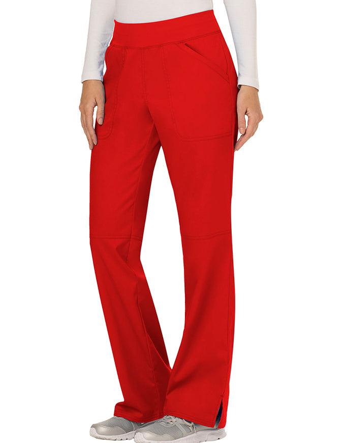 Cherokee Workwear Revolution Womens Mid Rise Straight Leg Pull-on Petite Pant - Red